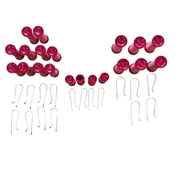 Vintage Richard Caruso Flexirolls Hot Rollers Curlers 20 Rollers & 17 Clips Pink - Picture 9 of 14